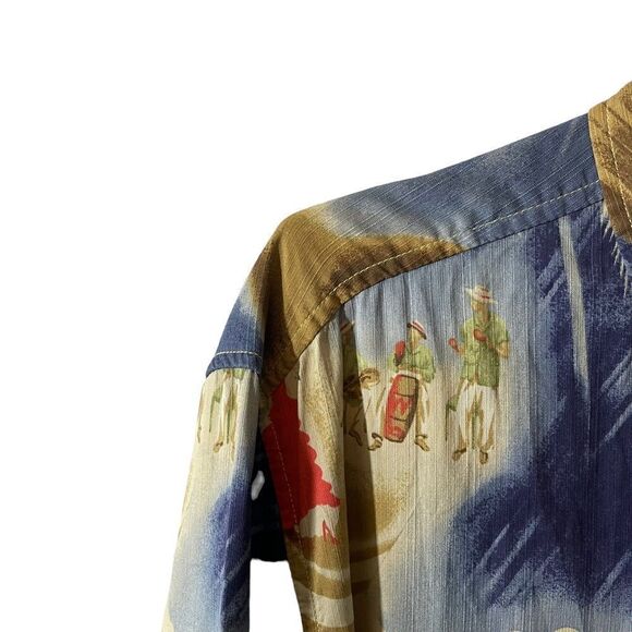 Tommy Bahama Silk Button-Down Tropical Guiter Palm Trees Shirt Cigar Run L - Picture 4 of 11
